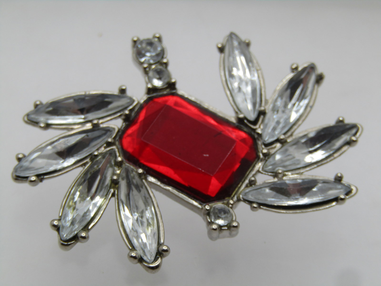 Vintage Clear & Red Rhinestone Spiral Brooch, 2", 1960's-1980's (1 of 5)