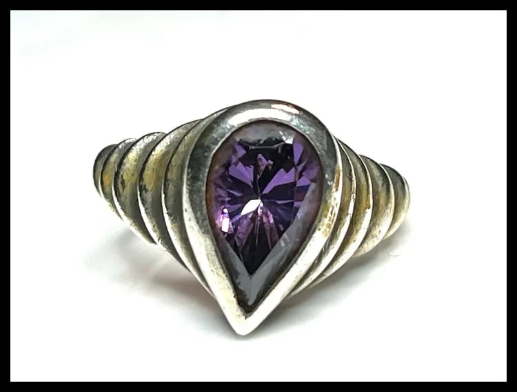 Vintage Sterling Silver Amethyst Ring - 3