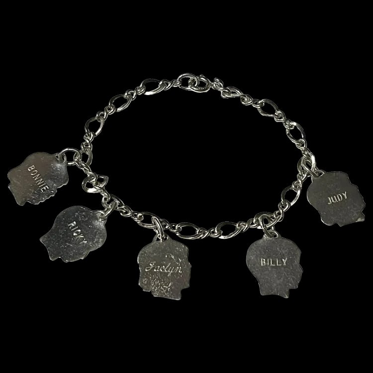 Vintage Mother's Charm Bracelet with Children Boy and Girl Charms (1 of 7)