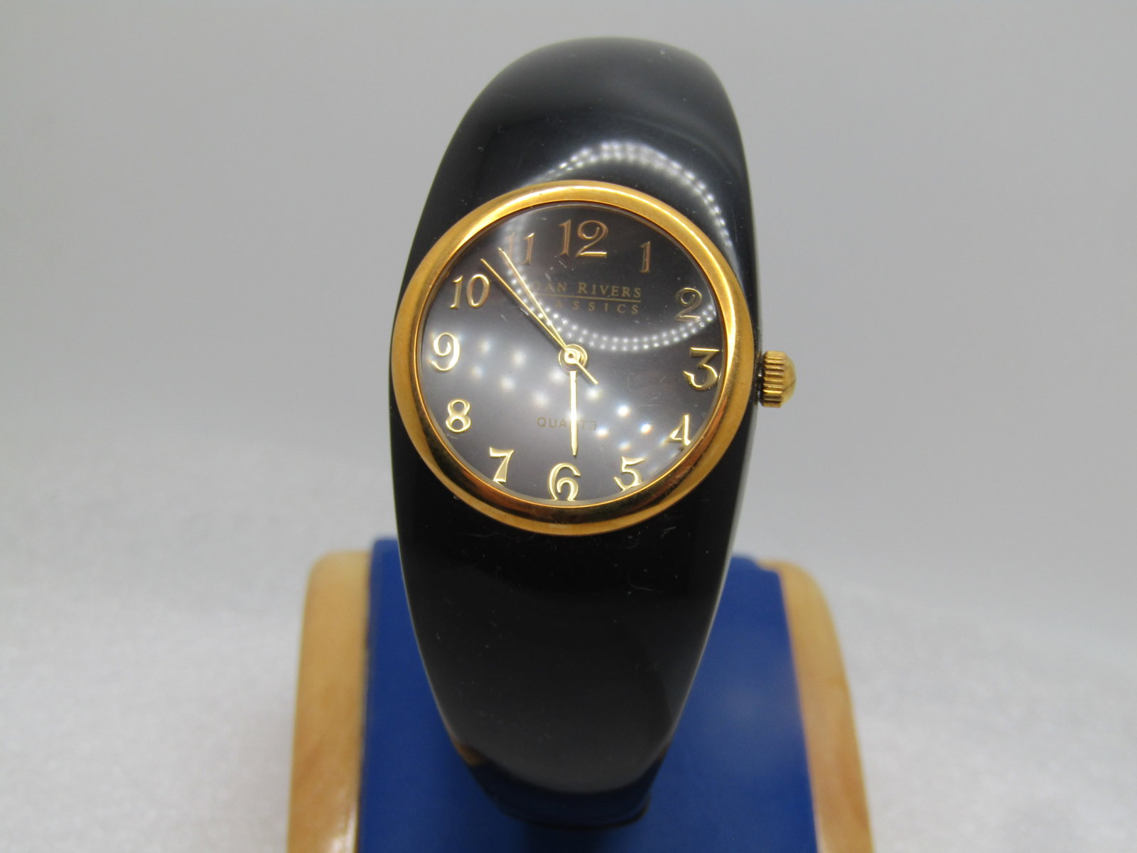 Vintage Joan Rivers Black Clamper Watch, Original Box, 7" (1 of 7)