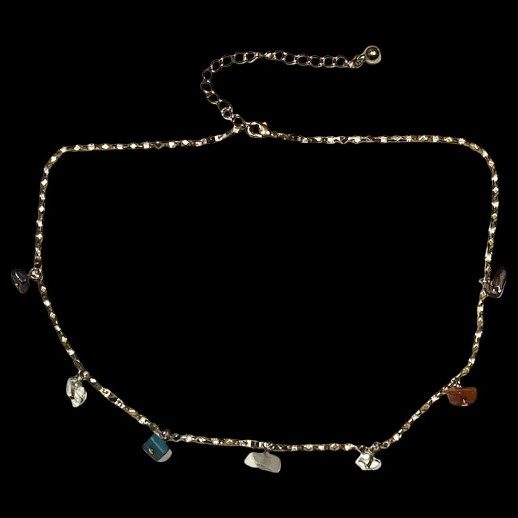 Vintage Gold Tone Dangling Stone Necklace (1 of 9)