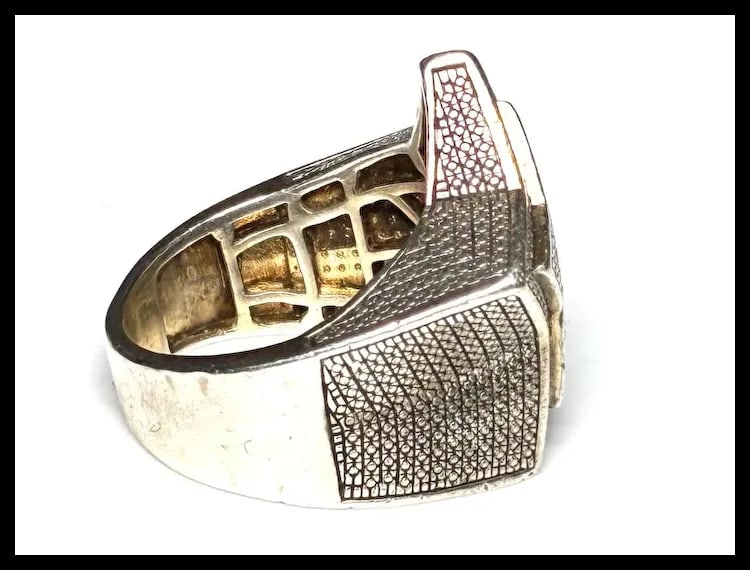 Vintage Sterling Silver Oversized Diamond Statement Ring - 4