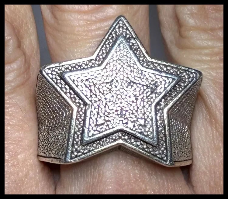 Vintage Sterling Silver Oversized Diamond Statement Ring - 8