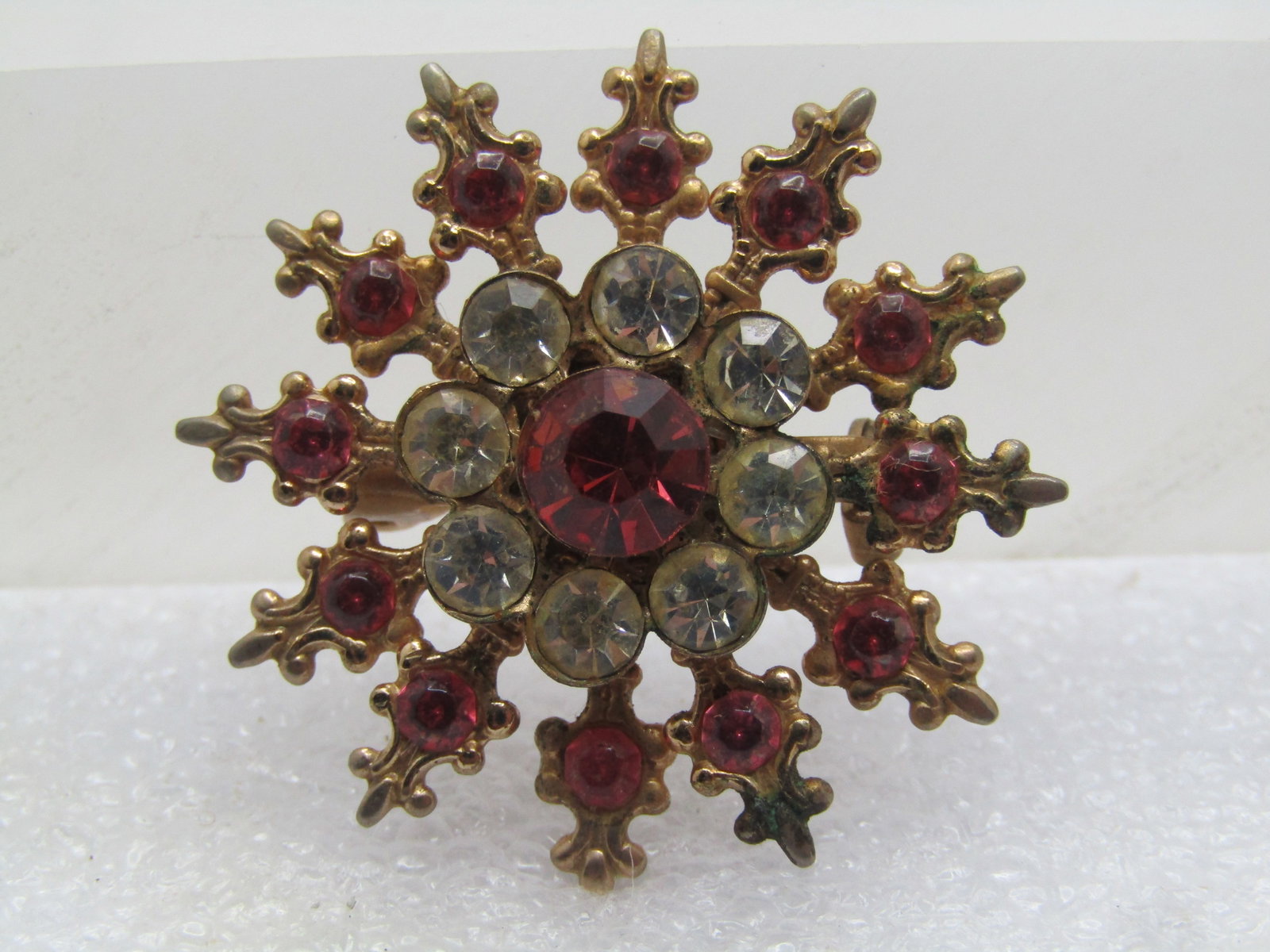 Vintage Pink & Clear Rhinestone Brooch, 1940's-1950's (1 of 5)