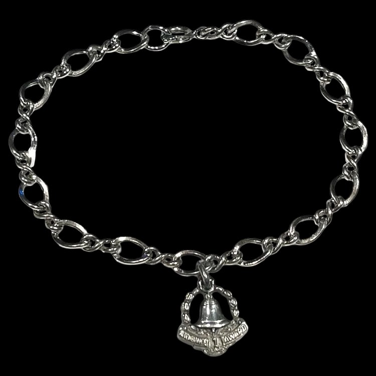Vintage Sterling Silver Charm Bracelet Attendance 1 Year Award Charm (1 of 5)