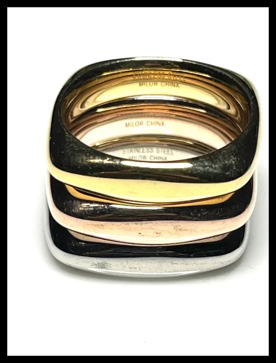 Estate Tri-Color Stackable Ring Set - 3