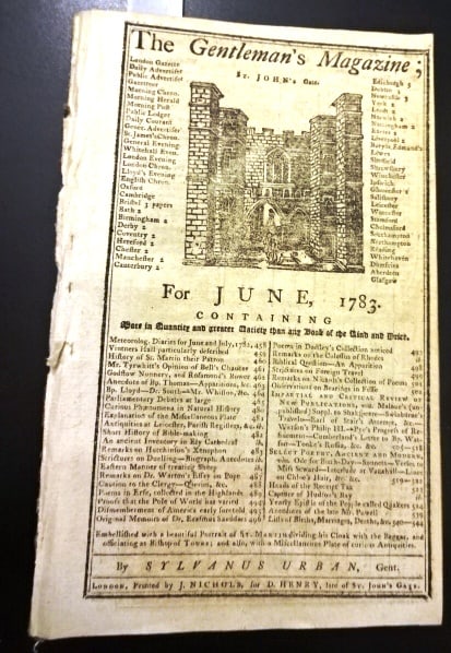 1783 George Washington Retires as Commander in Chief: Title: 1783 George Washington Retires as Commander in Chief Description: The June 1783 issue of Gentleman's Magazine printed at London by Sylvanus Urban and J. Nichols. 88 pages and one engraved plate