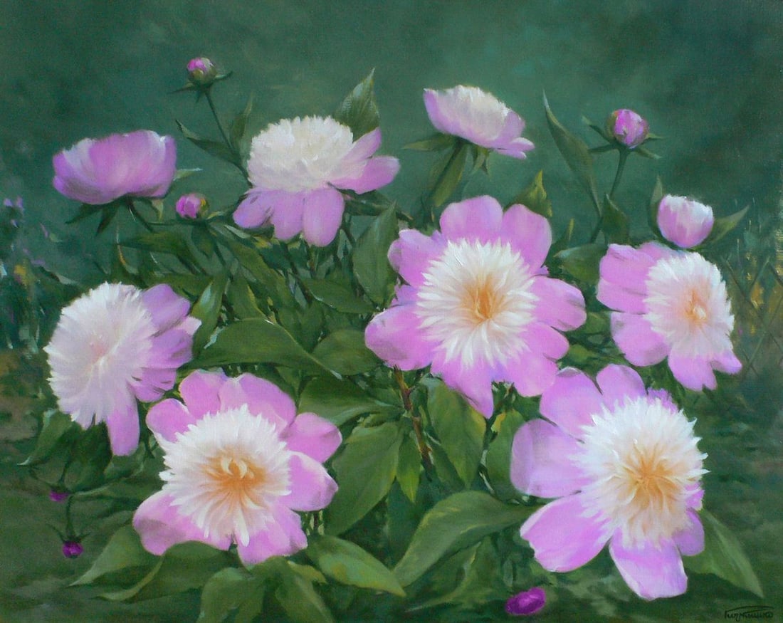 Oil painting Bright peonies Vasily Korkishko (1 of 6)