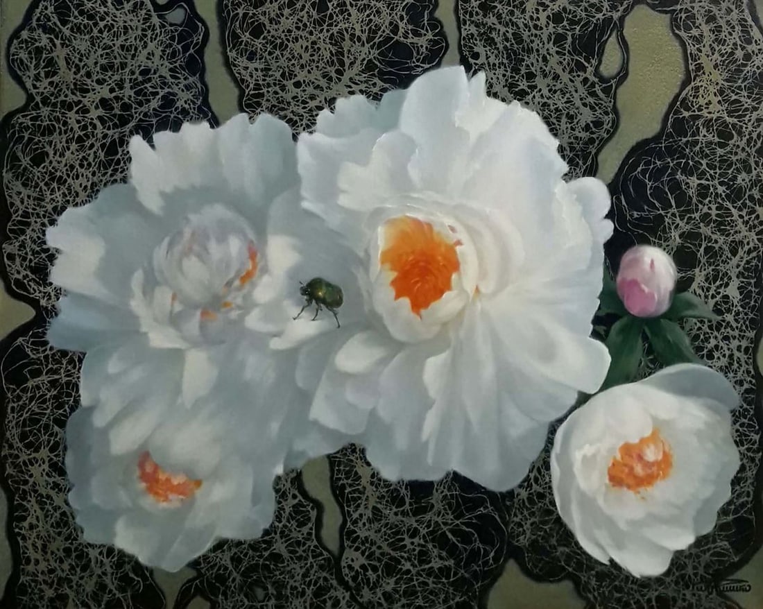 Oil painting White peonies Vasily Korkishko (1 of 6)