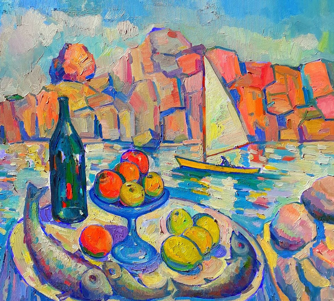 Oil painting Sunday afternoon on the shore Peter Tovpev (1 of 7)