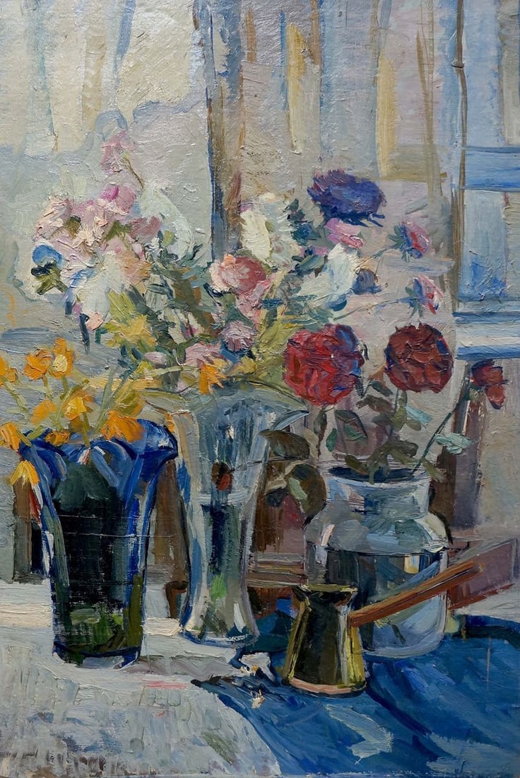 Oil painting Flowers on the window Ivannikova S.R. (1 of 8)