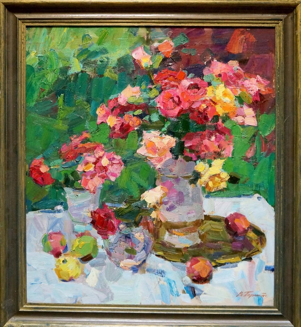 Oil painting Trojans and fruits Viacheslav Pereta: Title: Oil painting Trojans and fruits Viacheslav Pereta Description: "Verns 850 *** ABOUT THIS PAINTING *** * TITLE: "Trojans and fruits" * ARTISTS: Viacheslav Pereta * SIZE: 80x70 cm/'31.49x27.55 in