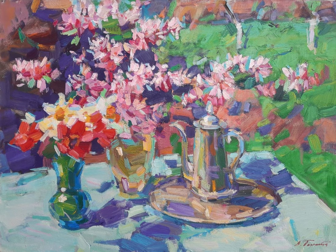 Oli painting Spring still life Tepeta Miacheslav: Title: Oli painting Spring still life Tepeta Miacheslav Description: "Tep 73 *** ABOUT THIS PAINTING *** * TITLE: "Spring still life" * ARTISTS: Tepeta Miacheslav * SIZE: 60?80 cm/23.62x31.49 inches' 