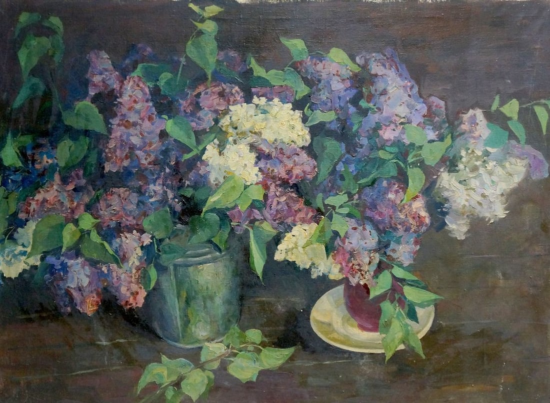 Oil painting Lilac bouquet Kerzhner Alexander Haskelevich: Title: Oil painting Lilac bouquet Kerzhner Alexander Haskelevich Description: "Vern 1291 *** ABOUT THIS PAINTING *** * TITLE: "Lilac bouquet" * ARTISTS: Kerzhner Alexander Haskelevich * SIZE: 78x106 c