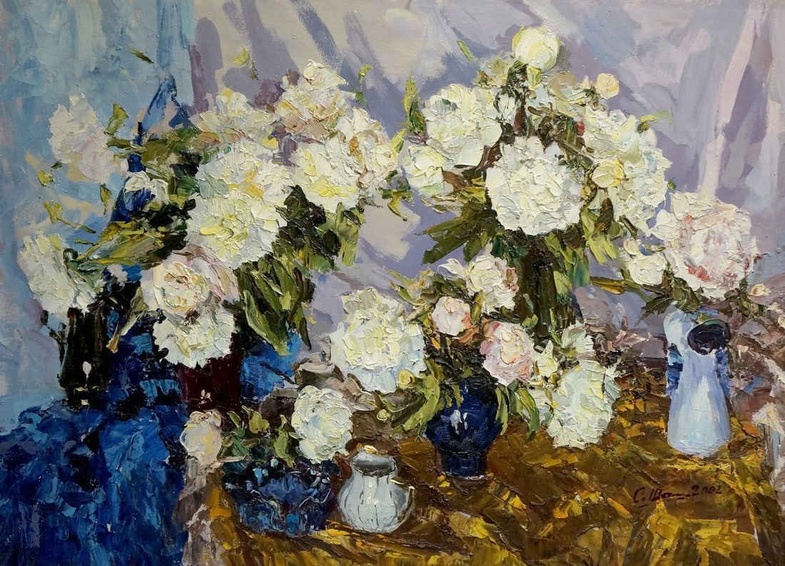 Oil painting White peonies Shapovalov Sergey Gavrilovich (1 of 8)