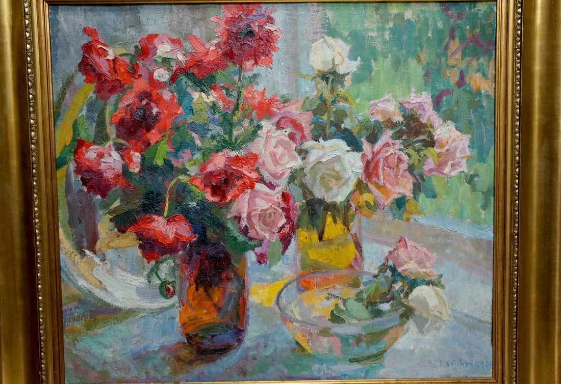 Oil painting Bouquet of roses Khizhnyak Grigory Emelyanovich (1 of 8)