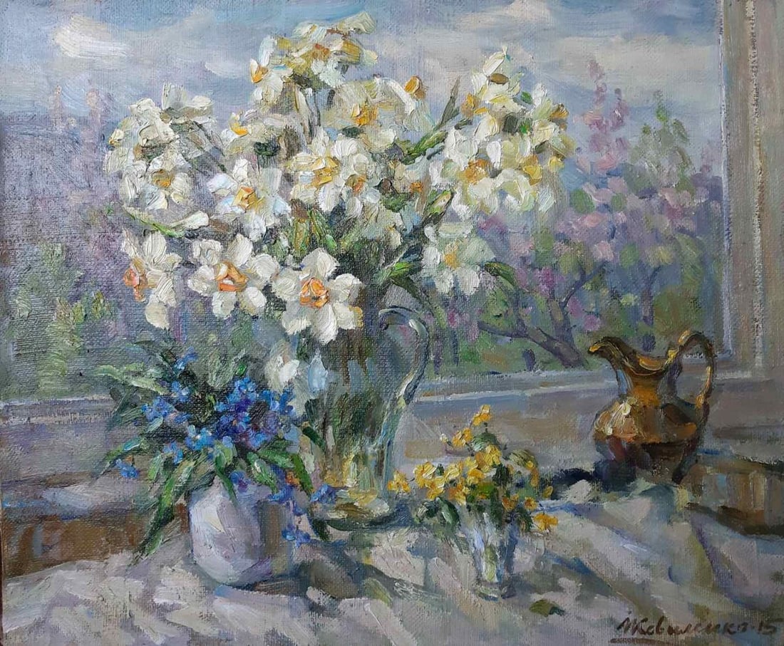 Oil painting Flower by the window Kovalenko Ivan Mikhailovich (1 of 1)