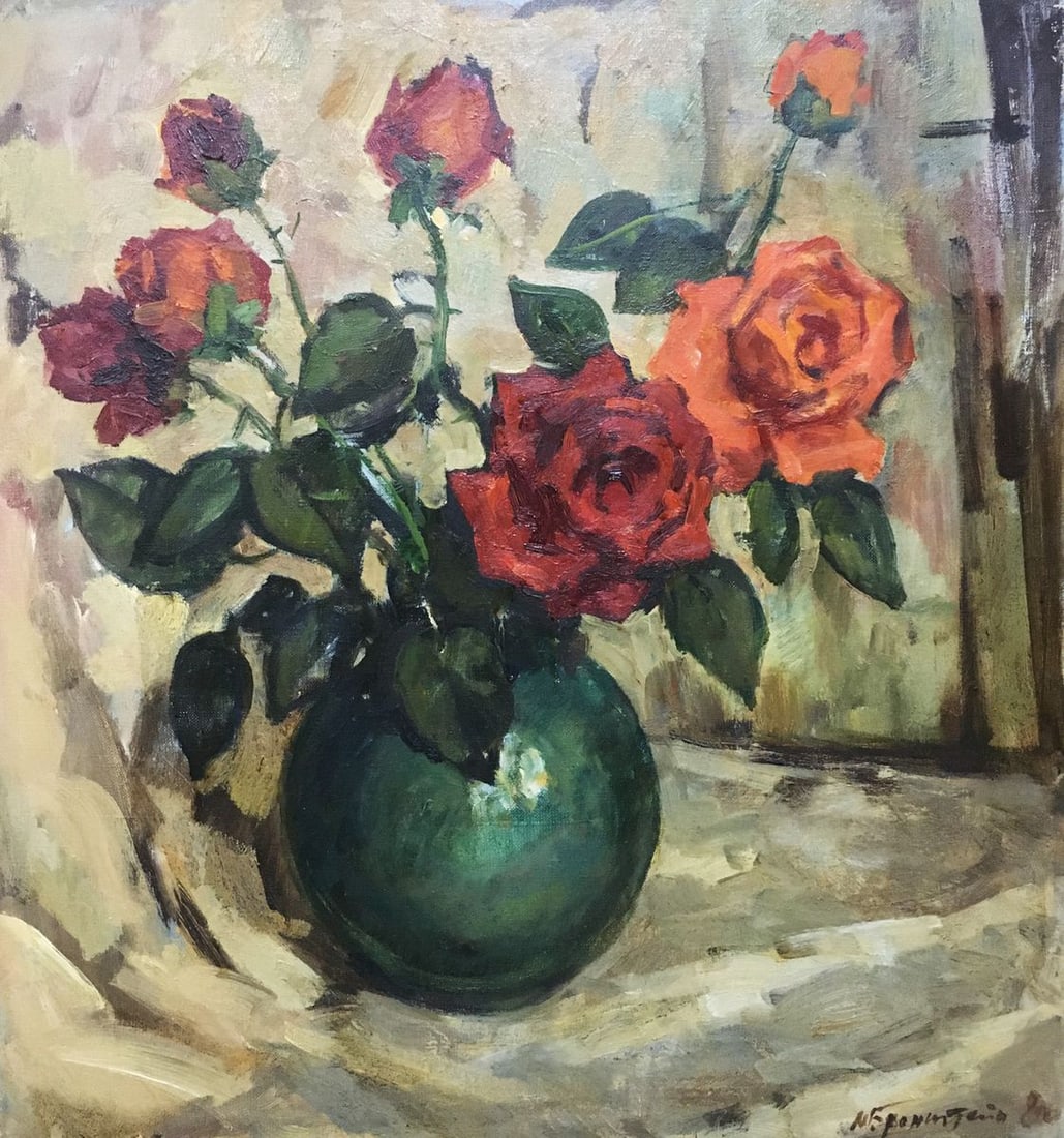 Oil painting Red roses Bronstein Mark Emmanuilovich (1 of 13)