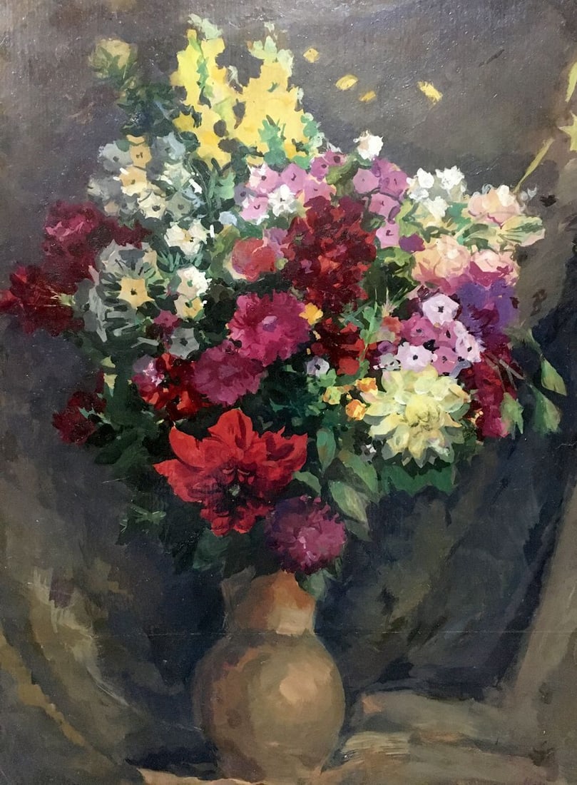 Oil painting Phlox and dahlia Andrey Ivanovich Khlopinsky (1 of 10)