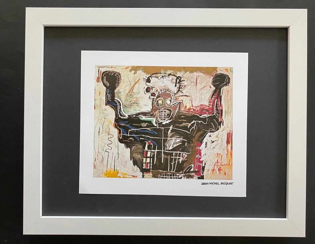 JEAN MICHEL BASQUIAT | SIGNED PRINT | MOUNTED IN NEW FRAME: Title:JEAN MICHEL BASQUIAT | SIGNED PRINT | MOUNTED IN NEW FRAME Description:JEAN MICHEL BASQUIAT 1980'S VINTAGE PRINT FACSIMILE SIGNED IN INK JEAN MICHEL BASQUIAT HIGH QUALITY PLATE MEASURE IS ABOUT