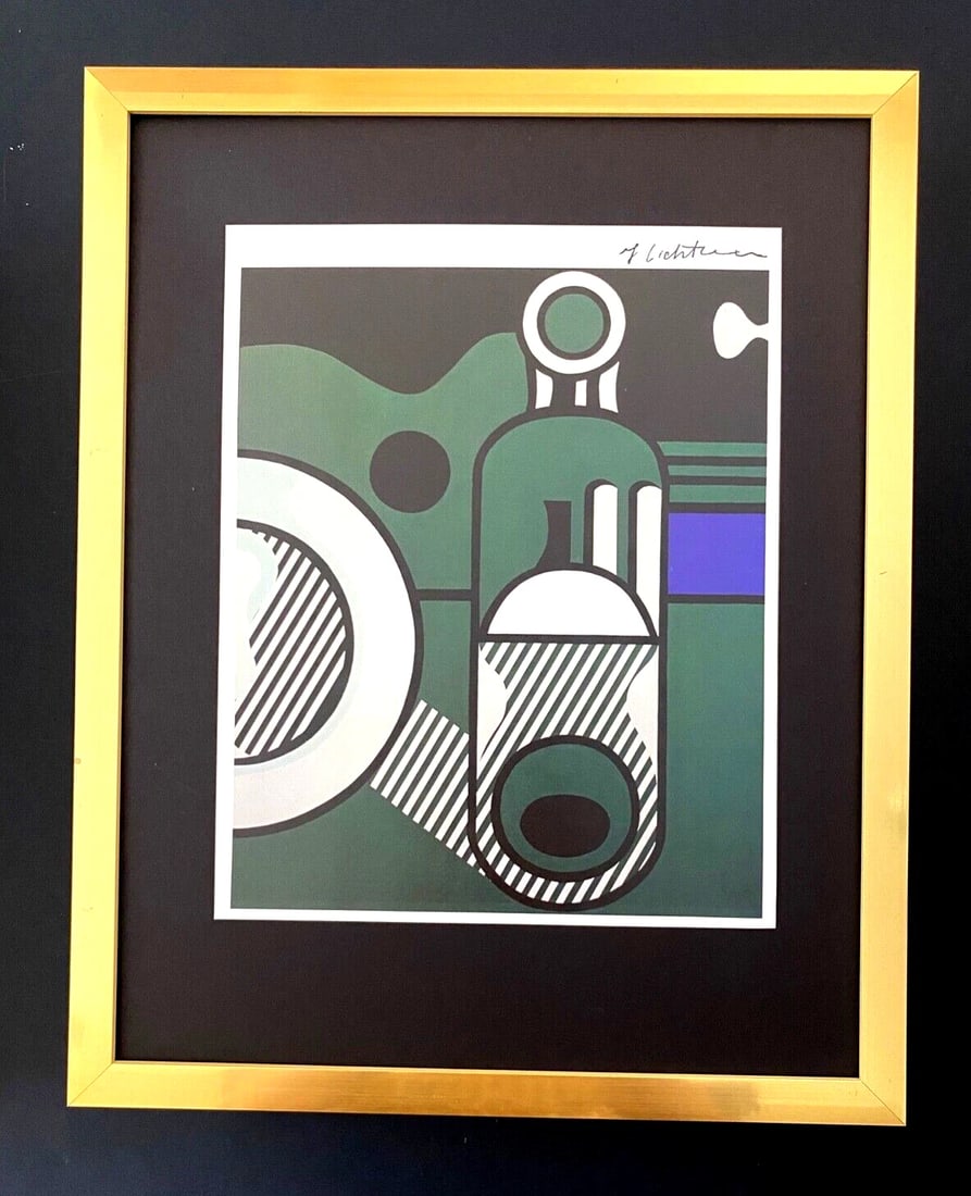 ROY LICHTENSTEIN + 1981 SIGNED PRINT + WITH NEW GOLD FRAME: Title:ROY LICHTENSTEIN + 1981 SIGNED PRINT + WITH NEW GOLD FRAME Description:This is a Beautiful and Scarce 1981 Print after ROY LICHTENSTEIN FACSIMILE SIGNED INK Mounted and Framed covering an area o