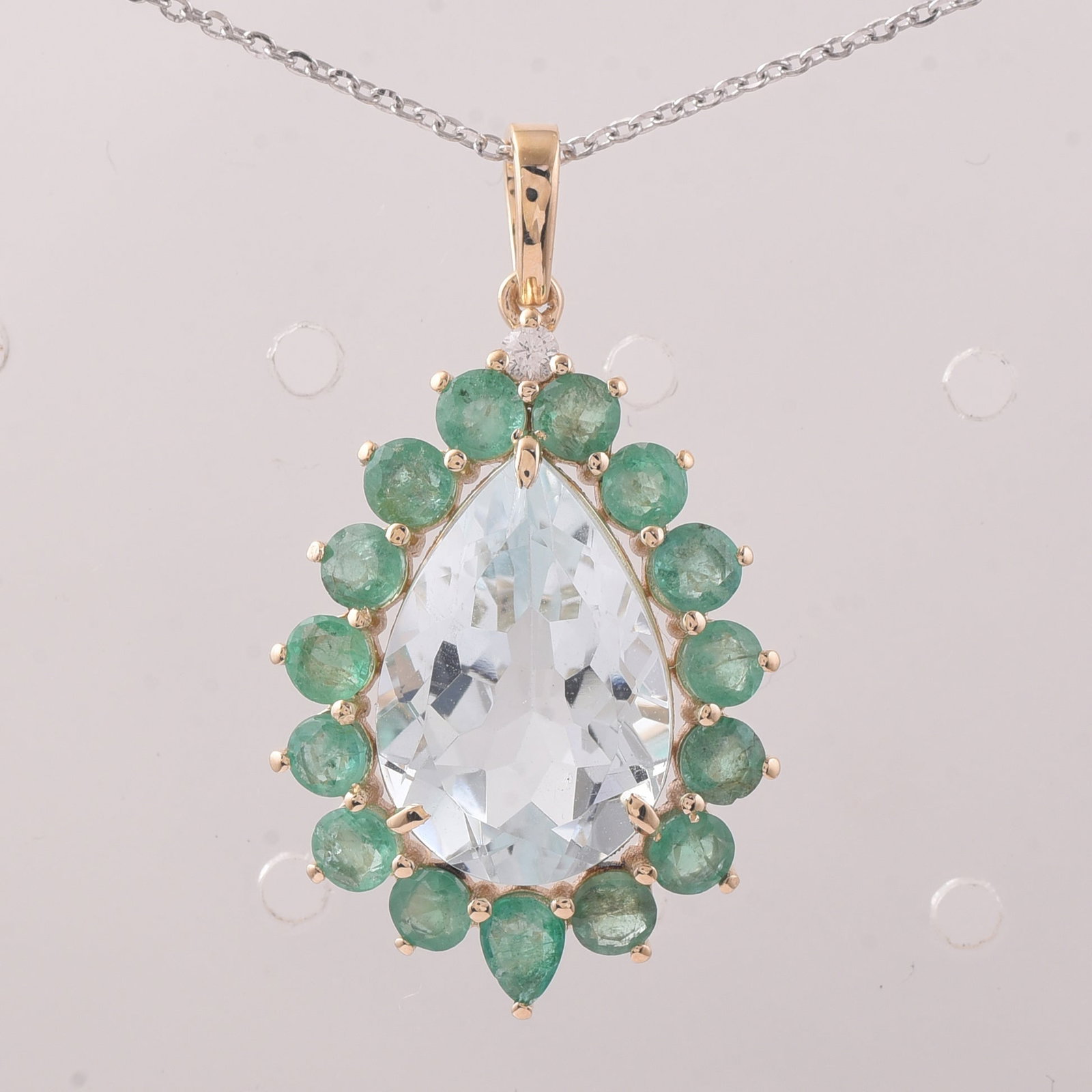6.79 Ct Pear Aquamarine 9K Gold Pendant: 6.79 Total Carat Aquamarine 9K Gold PendantSpecifications: Total Weight 2.85 g Center Gemstone Aquamarine Gemstone Carat Weight 5.11 Carats Gemstone Measurements 15X10X6.50 mm Additional Gemstones