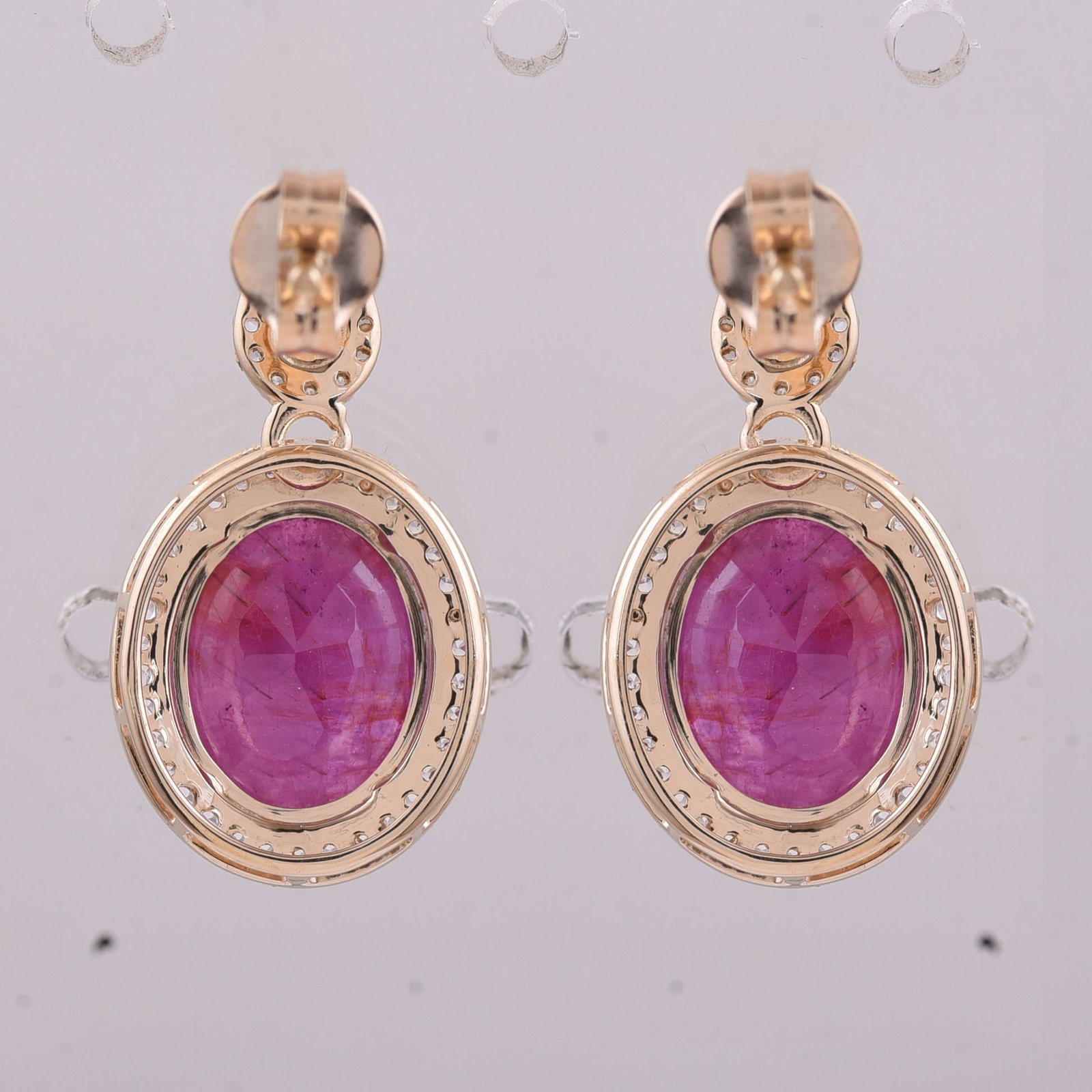 6.89 Ct Oval Ruby 9K Gold Earrings - 3