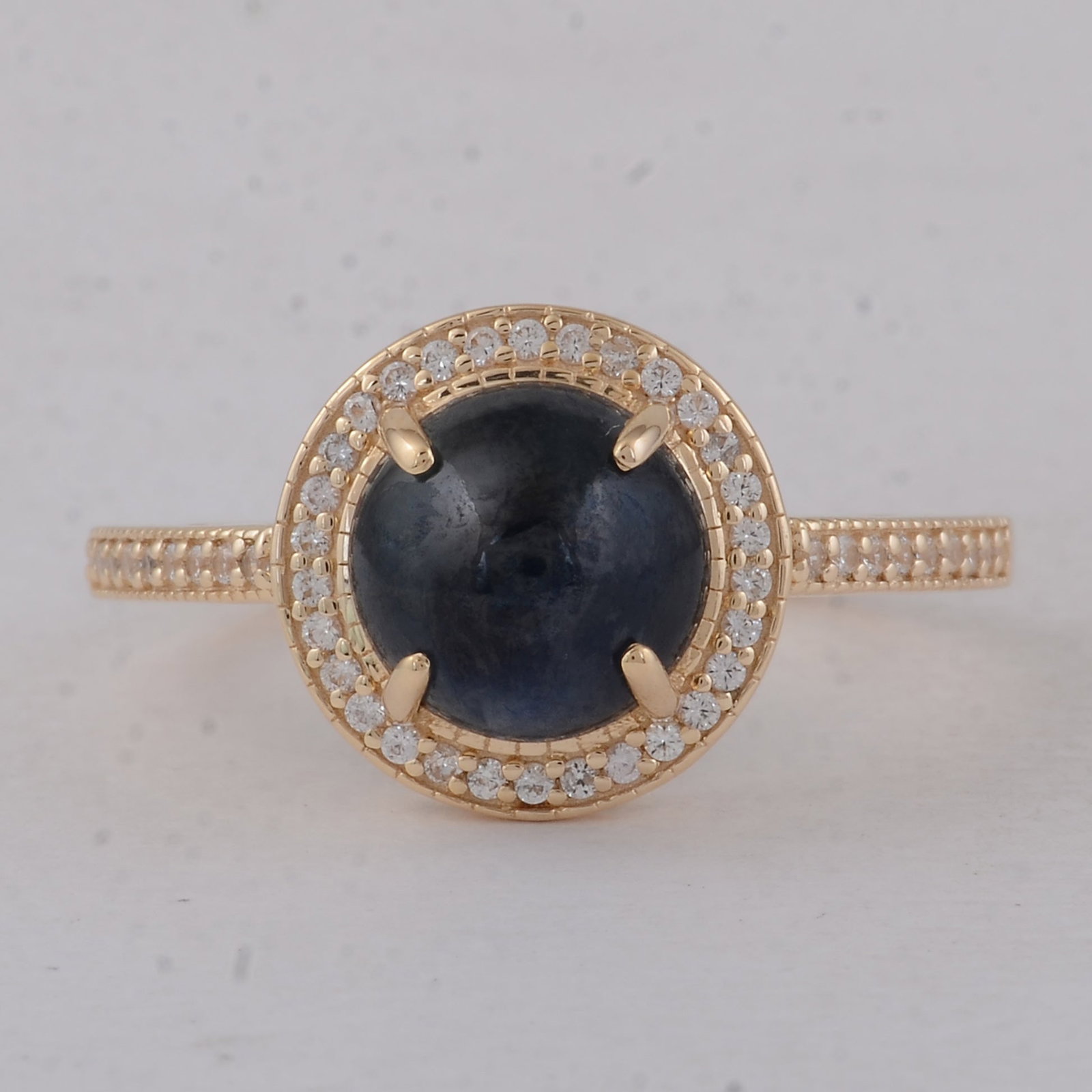 3.23 Ct Round Sapphire 9K Gold Ring (1 of 5)