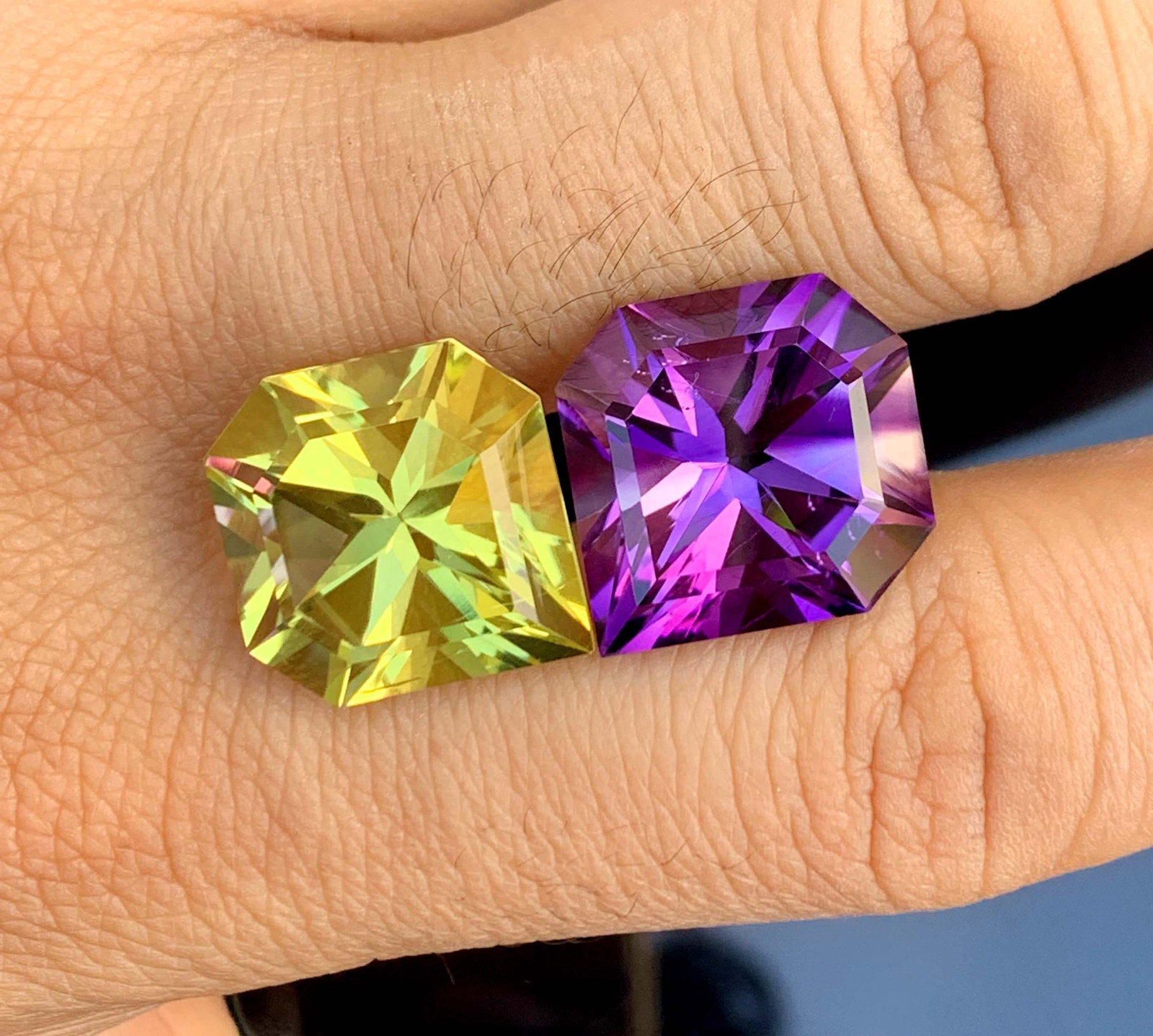 Amethyst Citrine Gemstone Pair: Fancy Asscher Cut, February Birthstone (1 of 13)