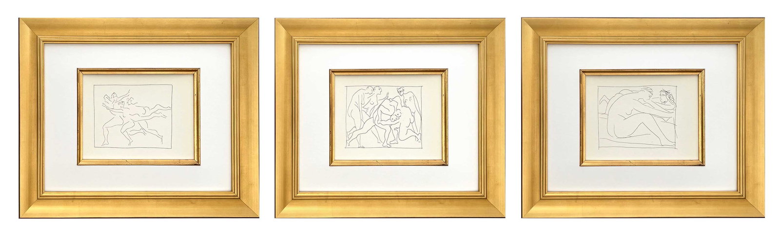 Picasso Set of 3 framed Lithographs from Metamorphoses: Title: Picasso Set of 3 framed Lithographs from Metamorphoses Description: These Three remarkable Lithographs by Pablo Picasso feature Metamorphoses scenes. Each print is beautifully framed in a high-