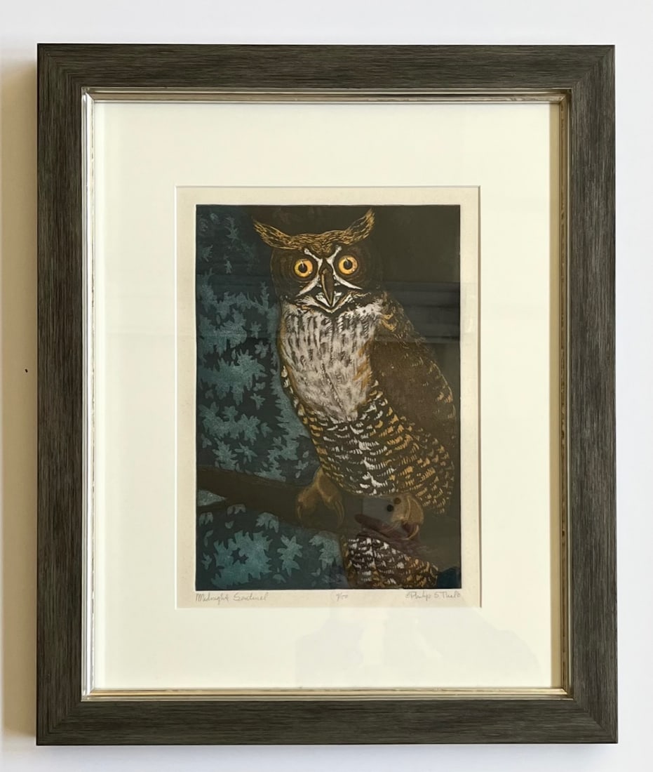 Philip Thal Original Etching Owl signed framed (1 of 1)