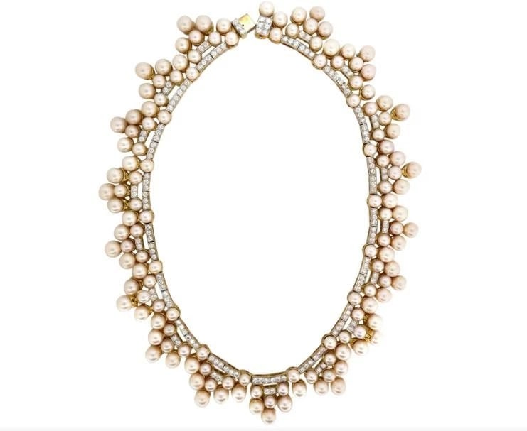 Collar 10.00ct Diamantes Naturales y Perlas Akoya 18kt Opera Riviera Deco 12645** (1 of 14)
