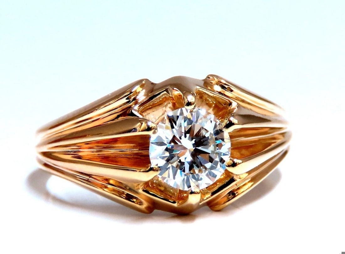 GIA Certified 1.02ct Natural Round Diamond solitaire mens ring 14kt 12025** (1 of 6)
