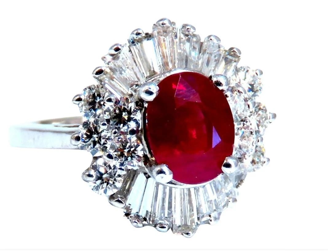 GIA Certified Burma Ruby 1.75ct Ballerina Cocktail Diamond ring 14kt 44145** (1 of 8)