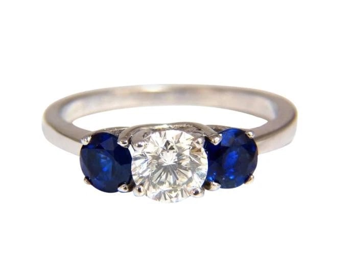 GIA Certified .73ct Natural Diamond Sapphires Ring 14kt 45547** (1 of 7)
