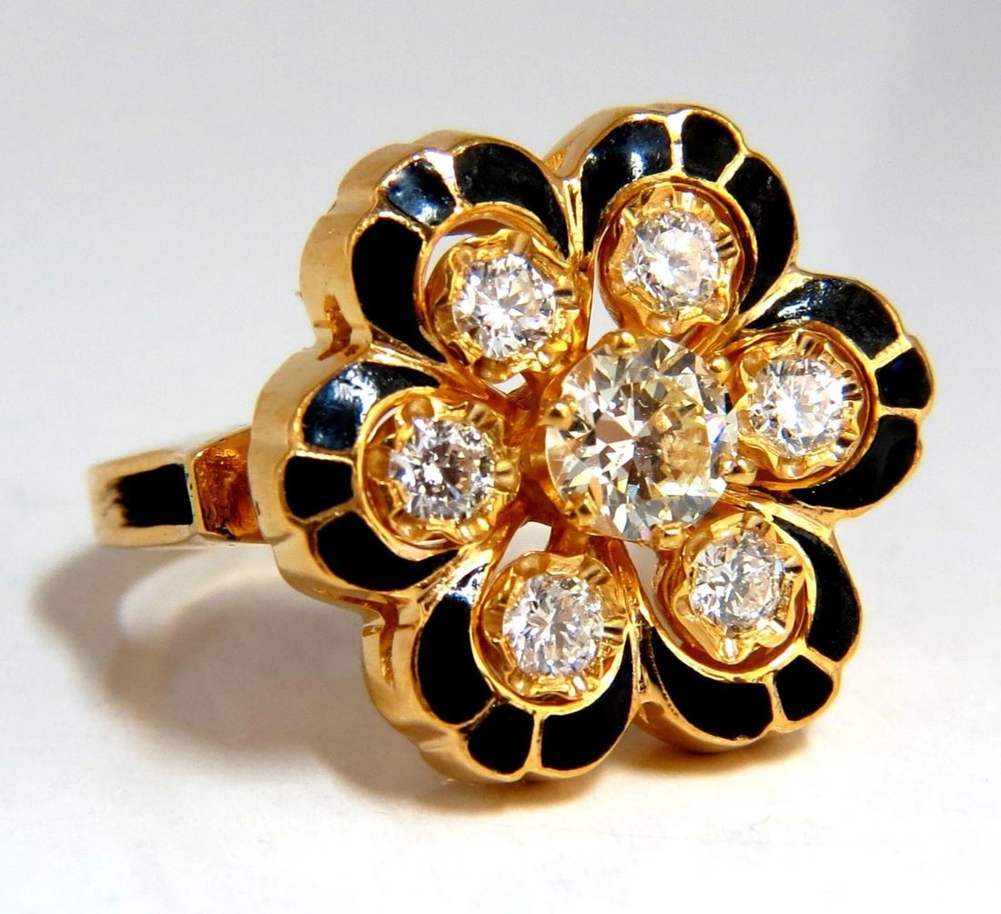 1.05ct Vintage Cluster natural diamonds ring 14kt Old Miner 10706** (1 of 8)