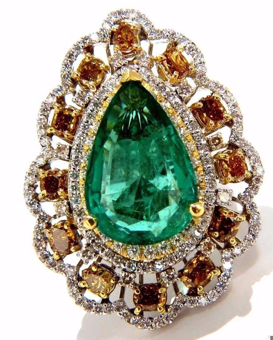 GIA 12.77CT NATURAL EMERALD DIAMONDS RING 18KT VIVID GREEN 10345** (1 of 9)