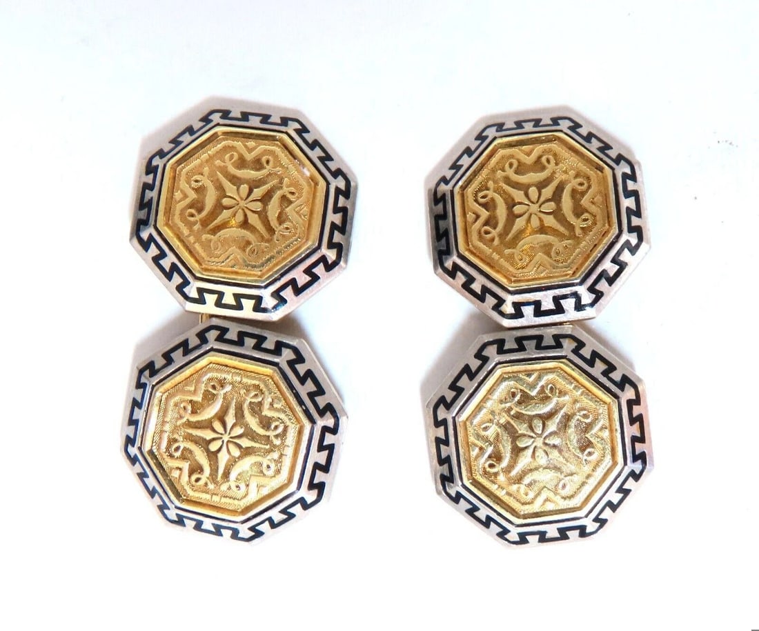 14kt European crest cufflinks vintage 11861** (1 of 5)