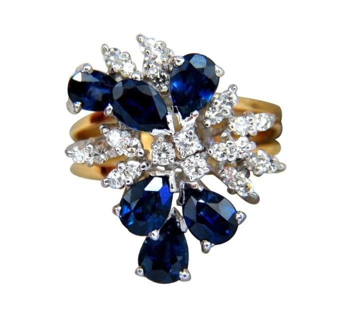 3.50 Carat Natural Sapphire Diamonds Cocktail Ring 14 Karat 48874** (1 of 7)
