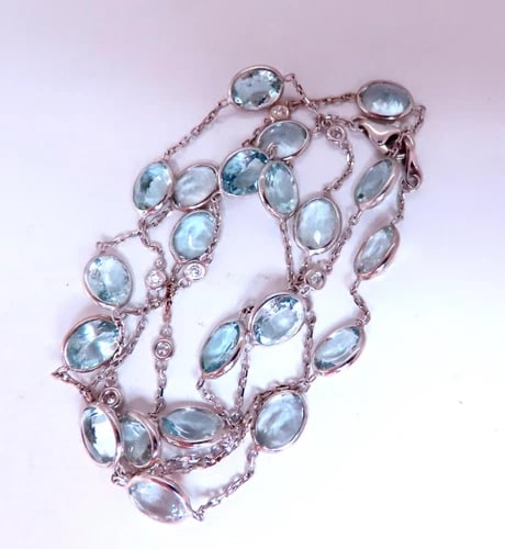 40ct Natural Aquamarine Diamond Yard Necklace 54115** (1 of 8)