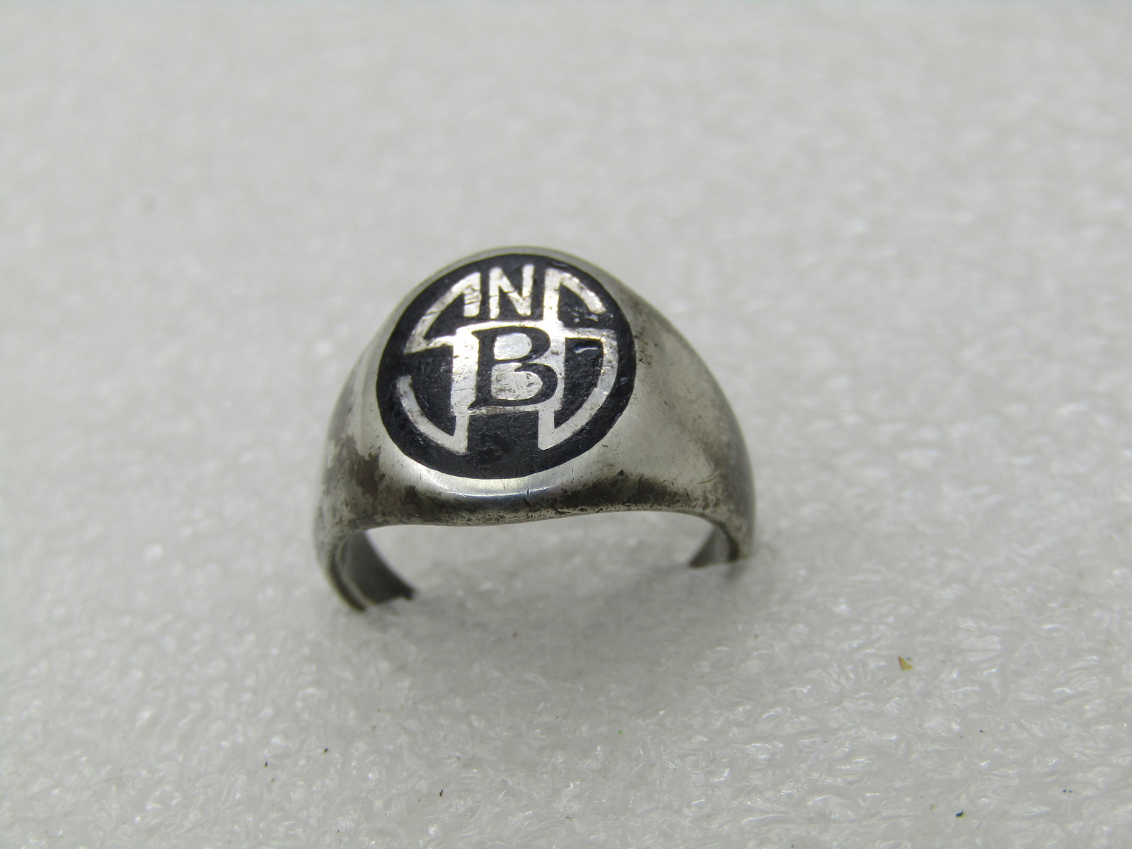 Vintage Sterling Initial/School Ring SNSB, Sz. 3, Signed ROCH NY (1 of 6)