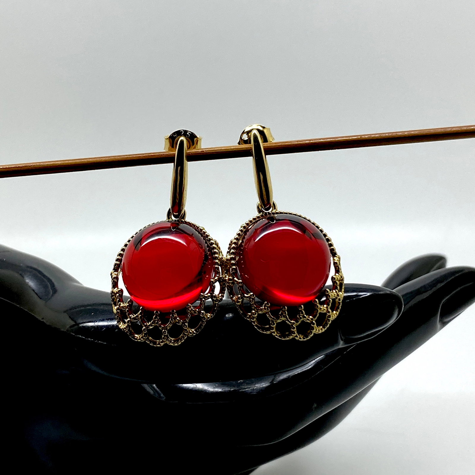 Gold plated Amber Earrings - 5