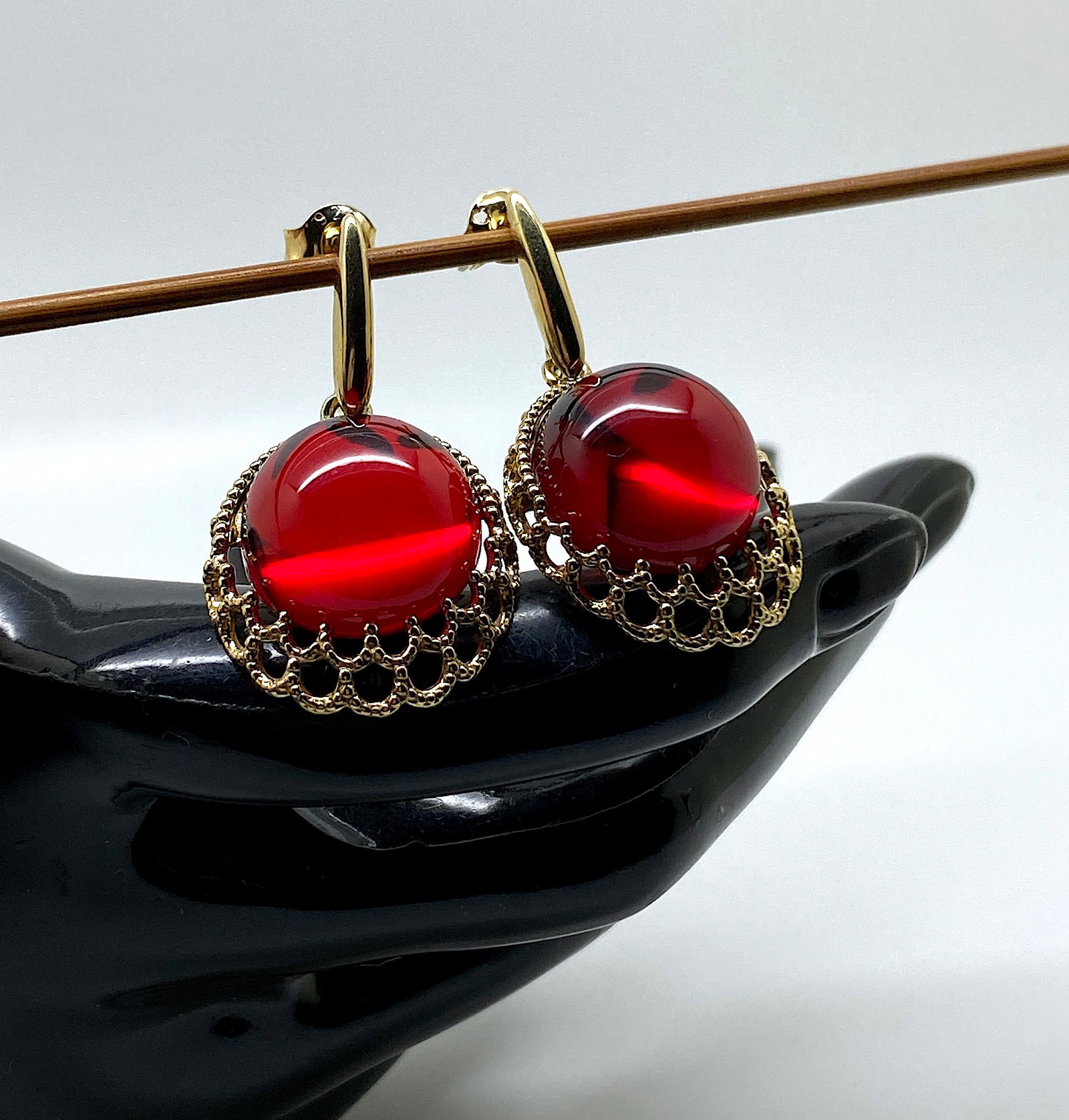 Gold plated Amber Earrings - 6