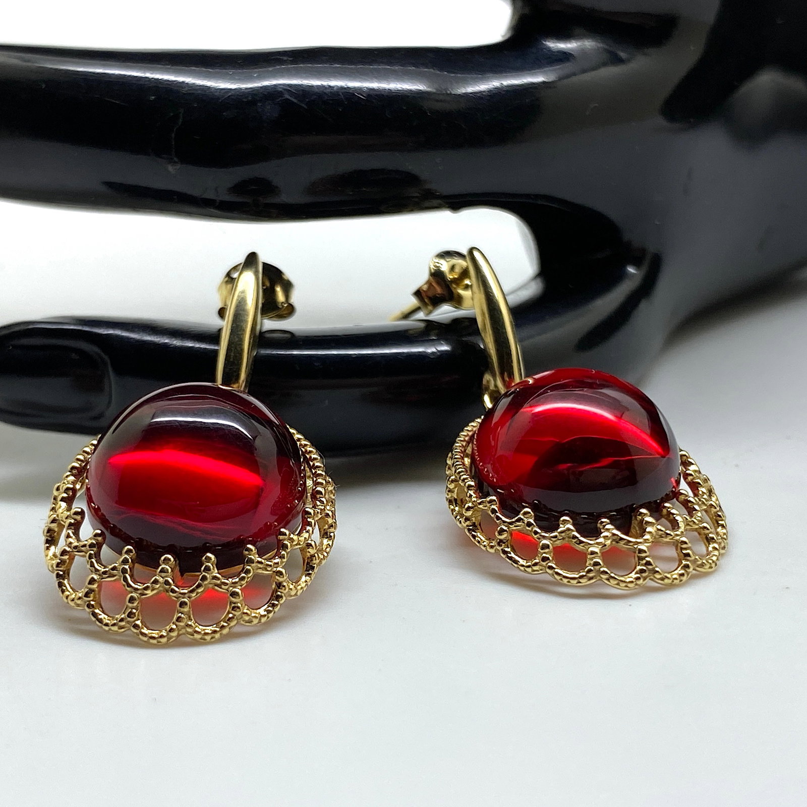 Gold plated Amber Earrings - 8