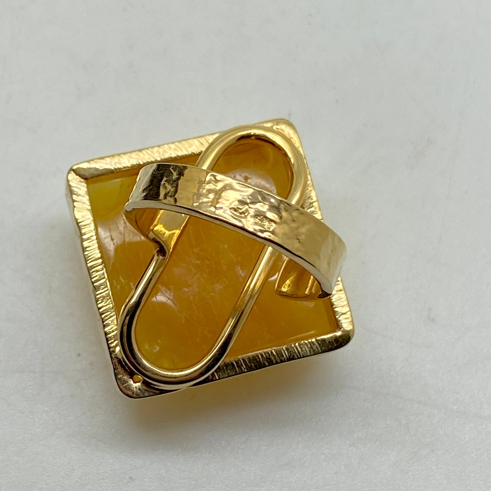 Adjustable Square Amber Ring - 6