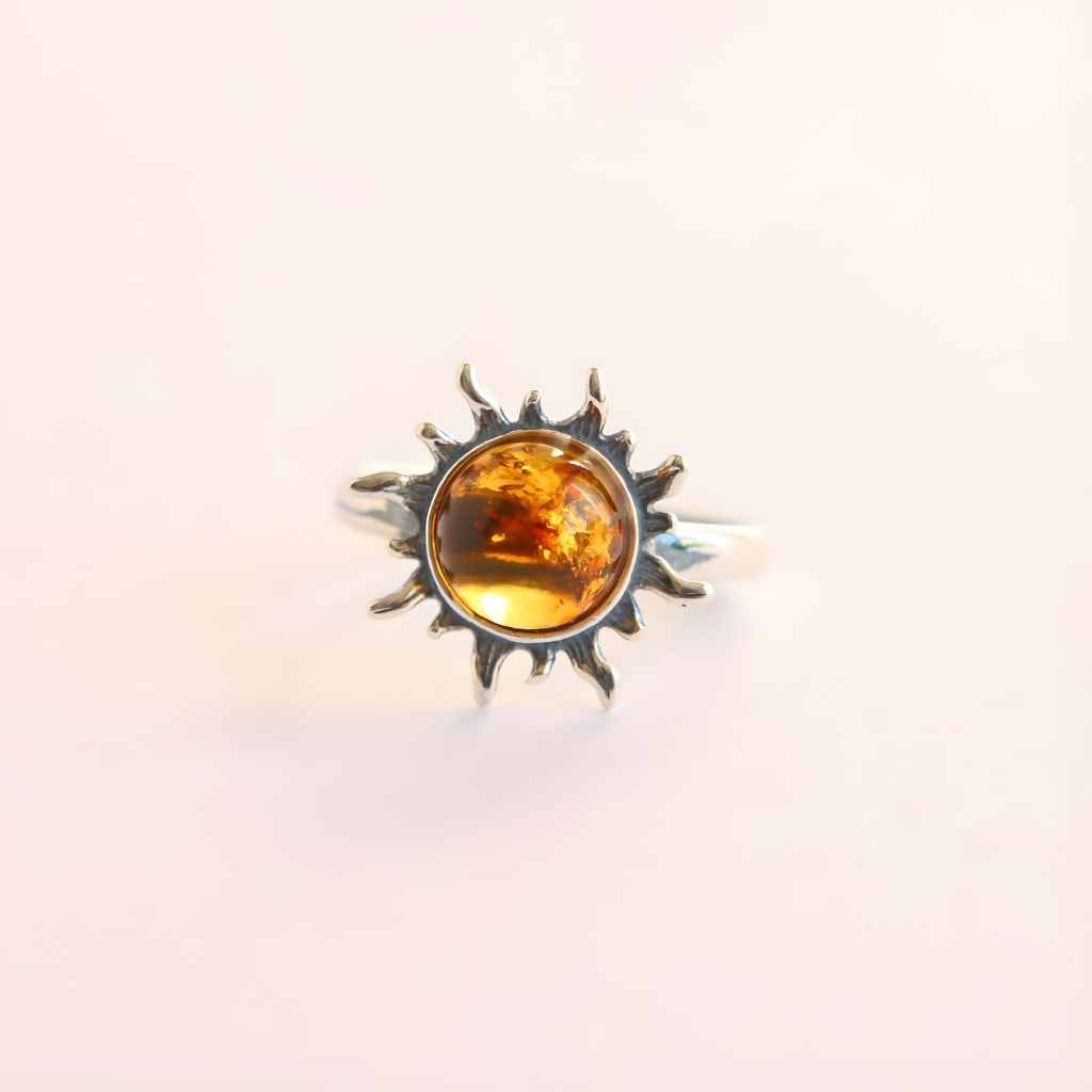 Cogniac amber sun ring - 3
