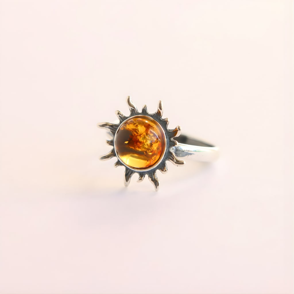 Cogniac amber sun ring - 4