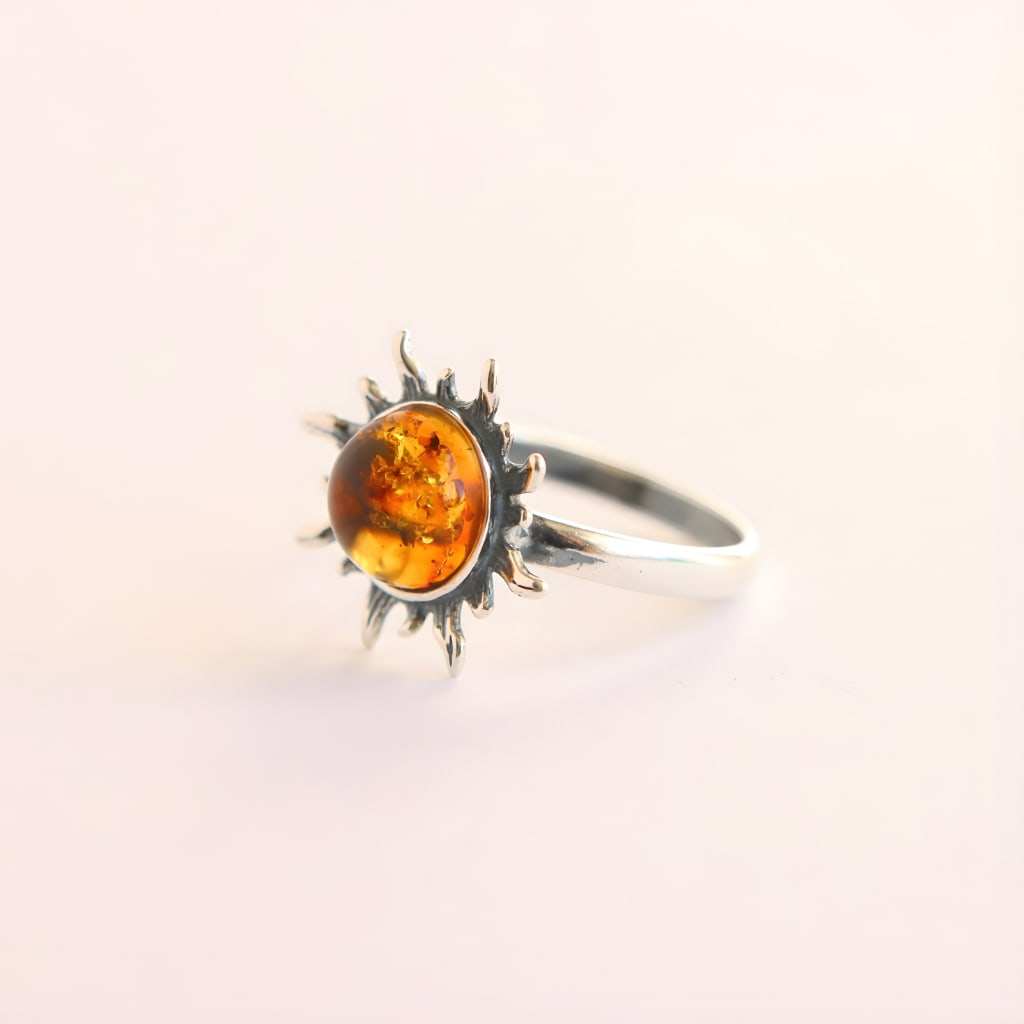 Cogniac amber sun ring - 5