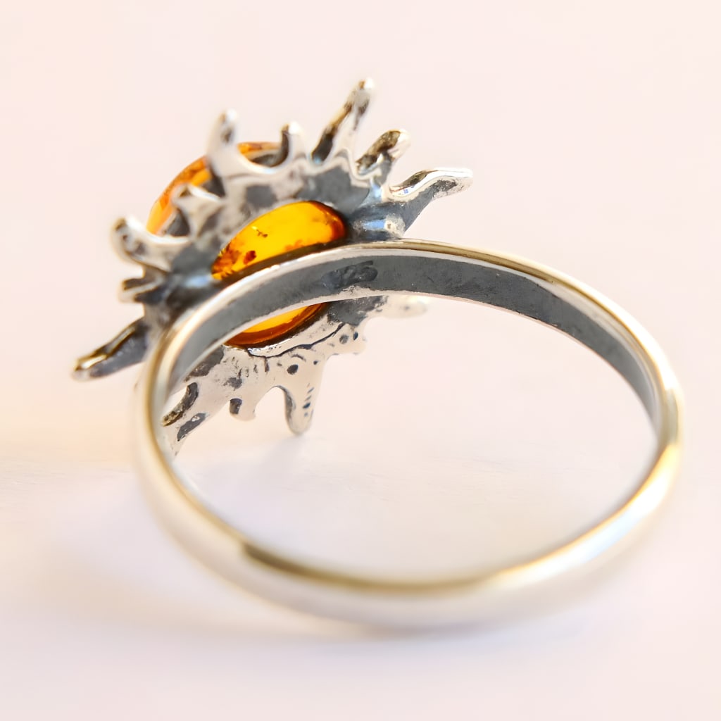 Cogniac amber sun ring - 6