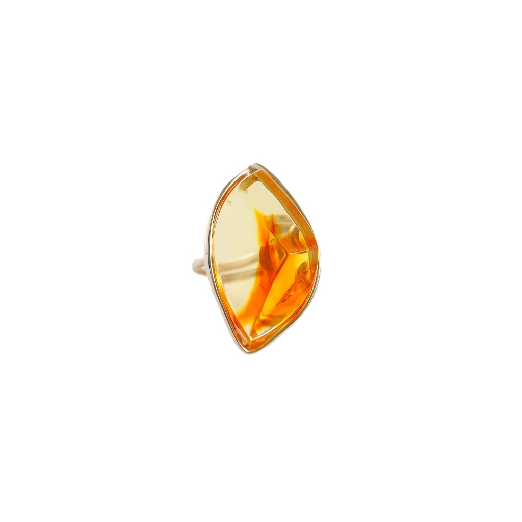 Baltic amber ombre, lemon ring, adjustable, sterling silver - 2